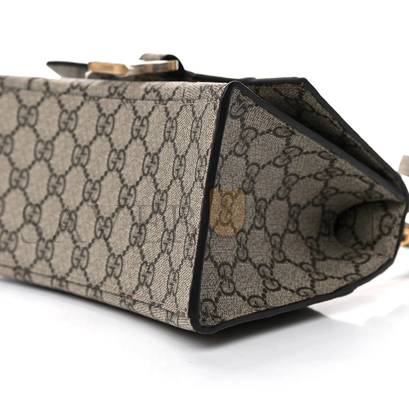 BALENCIAGA X GUCCI GG SUPREME MONOGRAM SMALL HOURGLASS TOP HANDLE BAG BEIGE EBONY 681697 (22.5*14.5*10cm)